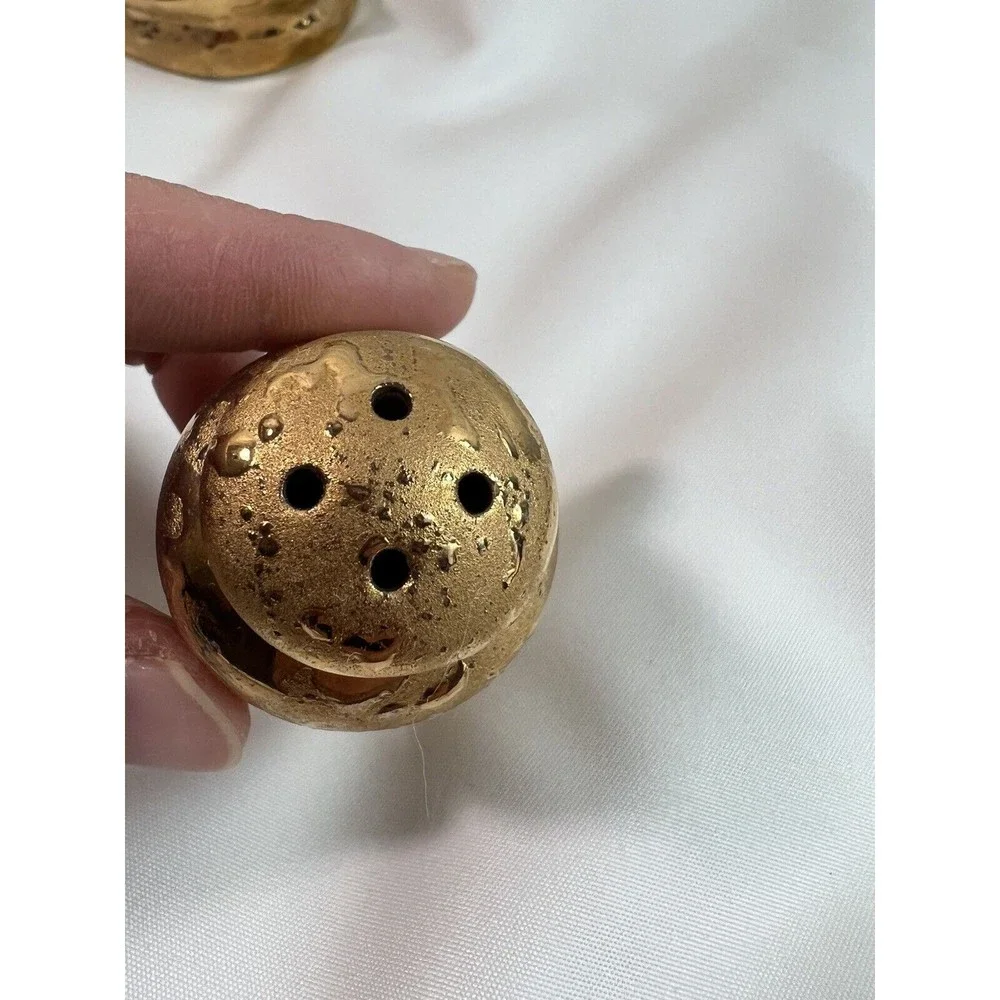 Set‎ of 3 Dixon Art Studios 22 kt. Weeping Gold Candle Holder Salt Shaker Bell